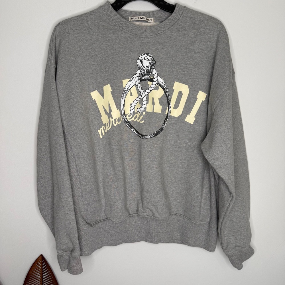 Mardi Mercredi Grey Diamond Ring Graphic Crewneck Sweatshirt French Terry